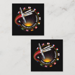 Cartão De Visita Quadrado Emblema de Missão Espacial