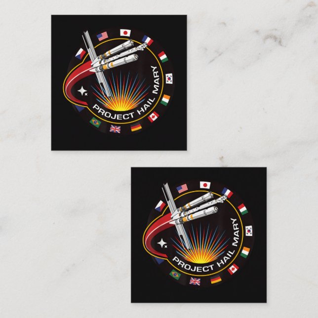 Cartão De Visita Quadrado Emblema de Missão Espacial (Frente/Verso)