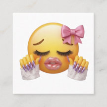 Emoji de Choro Atitude com Laço Rosa e Unhas