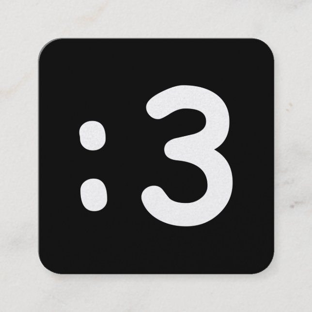 Cartão De Visita Quadrado Emoticon de Rosto de Gato :3 (Frente)