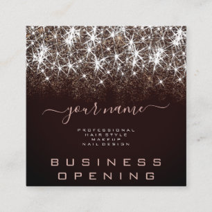 Cartão De Visita Quadrado Empresa abrindo o Luminoso Glitter Professional