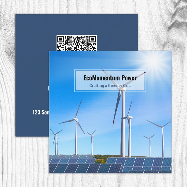 Cartão De Visita Quadrado Energia renovável QR (Renewable Energy QR Square Business Cards)