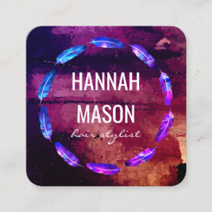 Cartão De Visita Quadrado Enfeite expressivo da pintura/pena