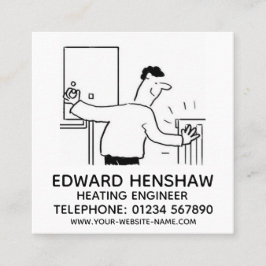 Cartão De Visita Quadrado Engenheiro de canalização e aquecimento