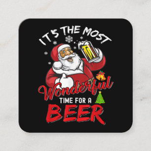 Cartão De Visita Quadrado Engraçado Natal Santa Claus Bebendo Beer Wonderfu