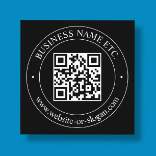 Cartão De Visita Quadrado Envie seu código QR e texto personalizável Preto