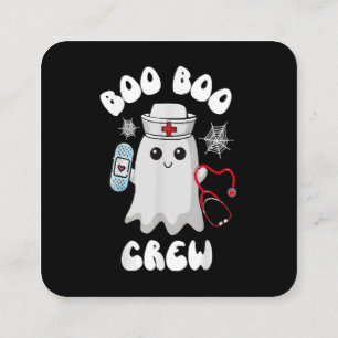 Cartão De Visita Quadrado Equipe Boo Boo Enfermeira Fofa Fantasma Halloween 