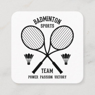 Cartão De Visita Quadrado Equipe de Esportes de Badminton