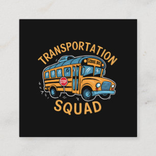 Cartão De Visita Quadrado Equipe de Transporte de Motorista de Ônibus Escola