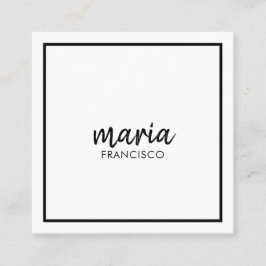 Cartão De Visita Quadrado Escuro mínimo quadrado moderno branco-chico elegan