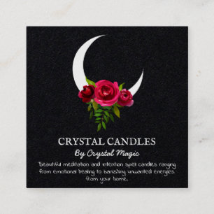 Cartão De Visita Quadrado Espelho de Intenção de Velas de Cristal do Cresc