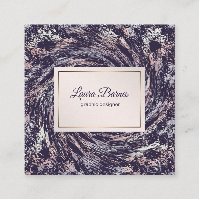 Cartão De Visita Quadrado Espiral cor-de-rosa violeta abstrata (Frente)