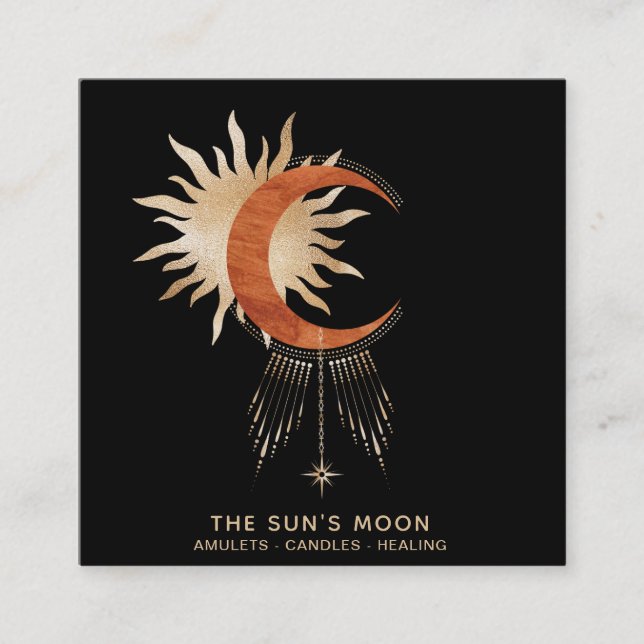 Cartão De Visita Quadrado *~* Espíritos de lua cósmicos raios solares estrel (Frente)