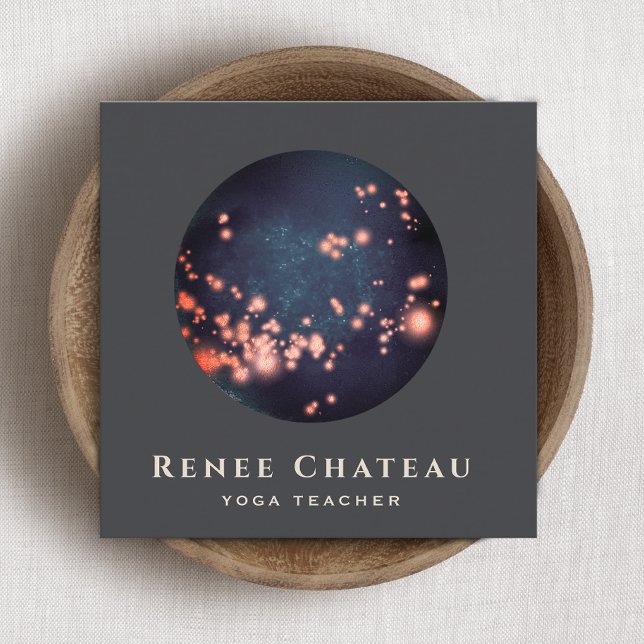 Cartão De Visita Quadrado Espiritual da Lua Healer de Energia Stars Yoga (Criador carregado)