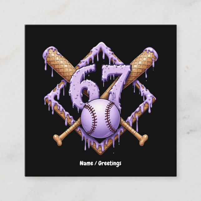 Cartão De Visita Quadrado Esportes Retro Engraçados Com Memória De Baseball  (Frente)