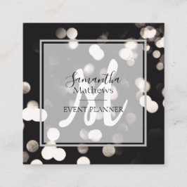 Cartão De Visita Quadrado Esquadra do Planeador de Evento Branco Preto do Sp