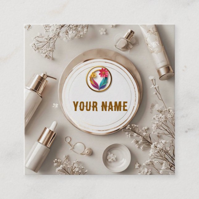 Cartão De Visita Quadrado Esquema Cosmético Elegante (Frente)