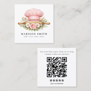 Cartão De Visita Quadrado Essenciais de Confeitaria Blush Chef