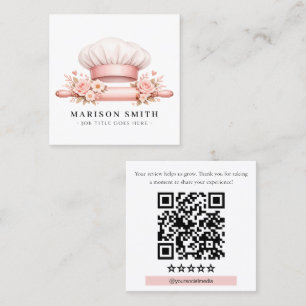 Cartão De Visita Quadrado Essenciais de Confeitaria Blush Chef