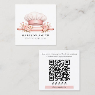 Cartão De Visita Quadrado Essenciais de Confeitaria Blush Chef
