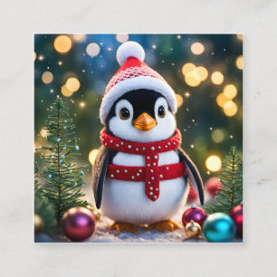Cartão De Visita Quadrado Este é um pinguim encantador, todo vestido