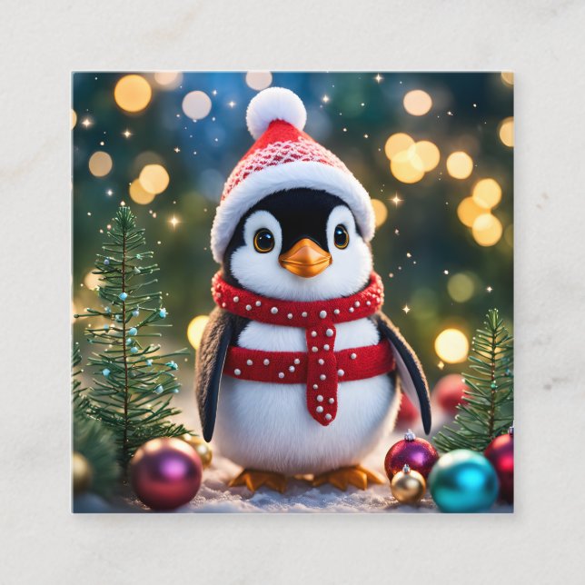 Cartão De Visita Quadrado Este é um pinguim encantador, todo vestido (Frente)