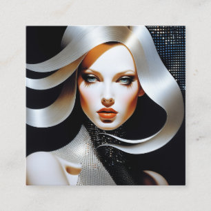 Cartão De Visita Quadrado Este retrato de uma mulher é mínimo em ambas as co