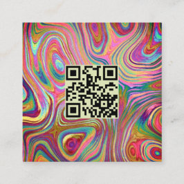 Cartão De Visita Quadrado Estheticista do código QR verde-rosa holográfico d