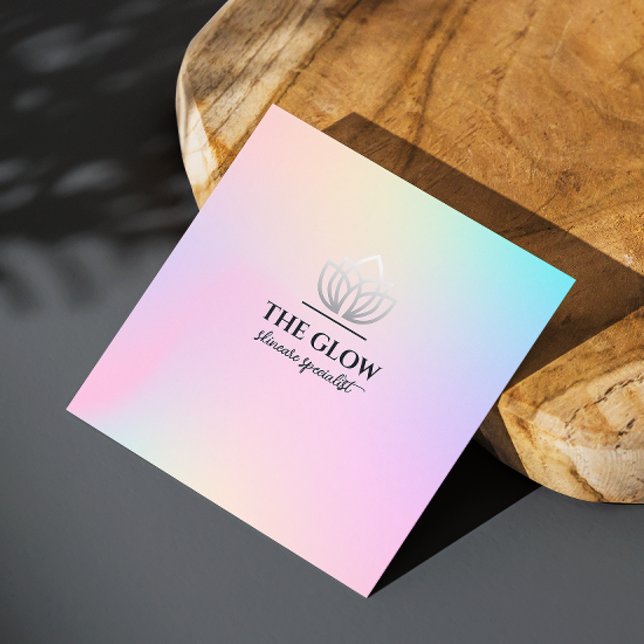 Cartão De Visita Quadrado Estheticista - Holográfico Rosa Iridescente Código (Esthetician Pink Holographic Iridescent Qr Code Square Business Card)