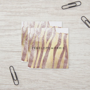 Cartão De Visita Quadrado Estilista de Beleza de Zebra Stripes Abstrato
