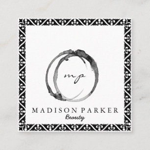 Cartão De Visita Quadrado Estilista de Beleza do Abstrato de Champanhe Elega