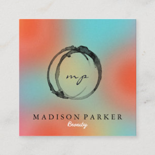 Cartão De Visita Quadrado Estilista de Beleza do Abstrato de Champanhe Elega