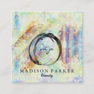 Cartão De Visita Quadrado Estilista de Beleza do Abstrato de Champanhe Elega