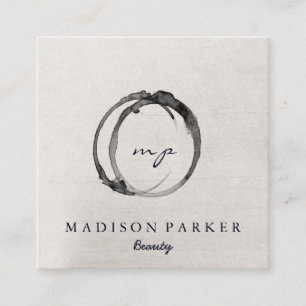 Cartão De Visita Quadrado Estilista de Beleza do Abstrato de Champanhe Elega