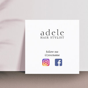 Cartão De Visita Quadrado Estilista de Cabelo Minimalista Moderno para Mídia