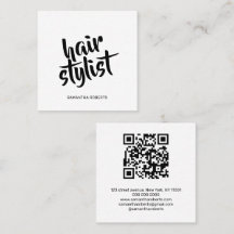 estilista de cabelo moderno código qr preto e bran