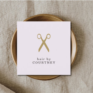 Cartão De Visita Quadrado Estilista de Cabelo Moderno Minimalista Dourado Fa