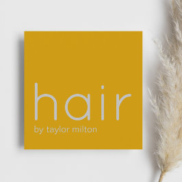 Cartão De Visita Quadrado Estilista de Cabelos Amarelos Elegante Minimalista