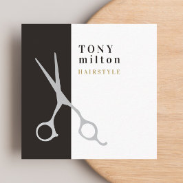 Cartão De Visita Quadrado Estilista de Cabelos das Cinzas Elegantes Modernas