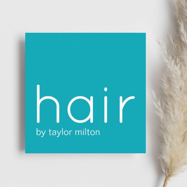 Cartão De Visita Quadrado Estilo de Cabelo Branco Elegante Minúsculo Turques (Criador carregado)