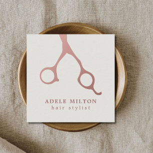 Cartão De Visita Quadrado Estilo de Cabelo Dourado Elegante Minimalista