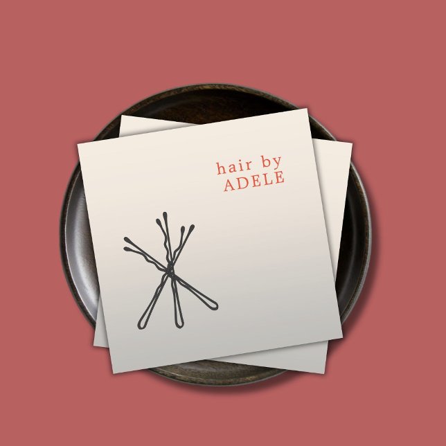 Cartão De Visita Quadrado Estilo de Cabelo Preto Elegante Moderno (Criador carregado)