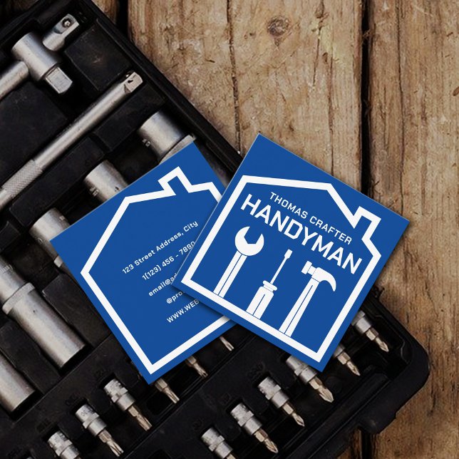 Cartão De Visita Quadrado Estilo de mão e ferramentas de mão (Criador carregado)