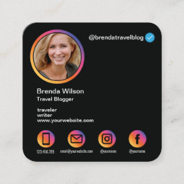 Cartão De Visita Quadrado Estilo do Instagram Estilo Blogueiro Viagem Moda E
