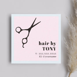 Cartão De Visita Quadrado Estilo Legal de Cabelo Azul Rosa Preto Moderno