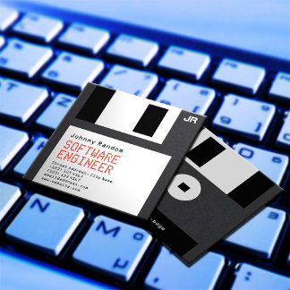 Cartão De Visita Quadrado Estilo técnico de retro preto do disquete