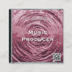 Cartão De Visita Quadrado Estojo de CD de música cor-de-rosa com código QR r