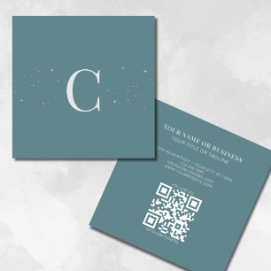 Cartão De Visita Quadrado Estrelas Celestiais Mínimas Monogramas Código QR
