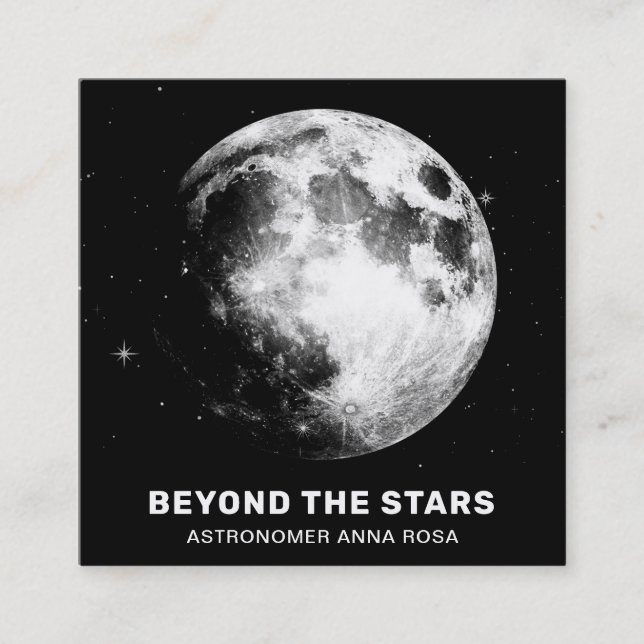 Cartão De Visita Quadrado *~* Estrelas de Luna Cósmica Astrônomo Lunar de Lu (Frente)