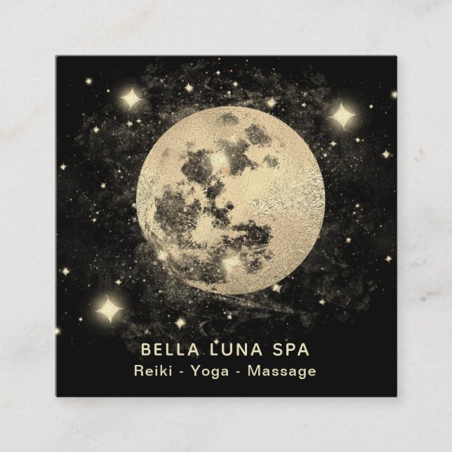 Cartão De Visita Quadrado *~* Estrelas Douradas da Lua (Frente)